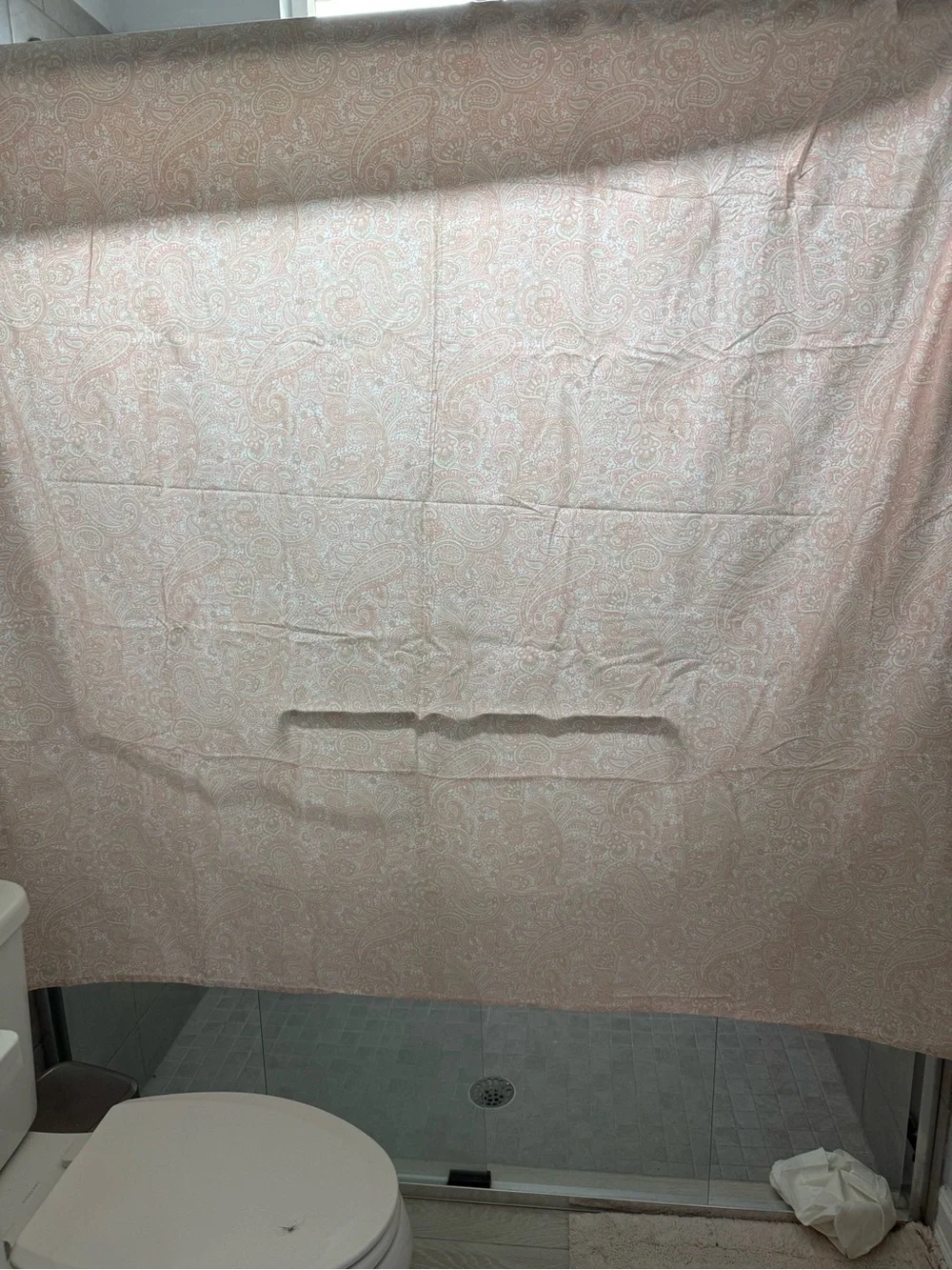 Tommy Bahama Pink Paisley Shower Curtain with Cream Accents